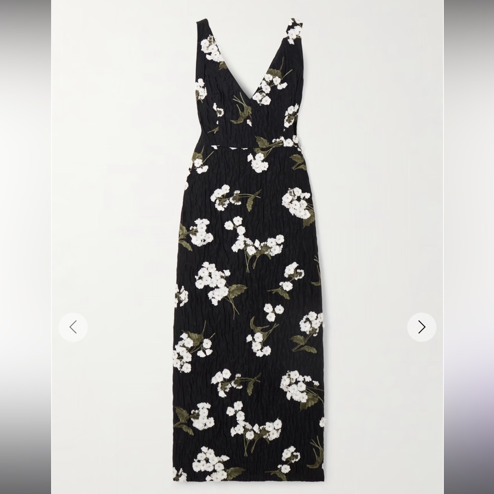 ERDEM embellished embroidered wool-blend cloque midi dress